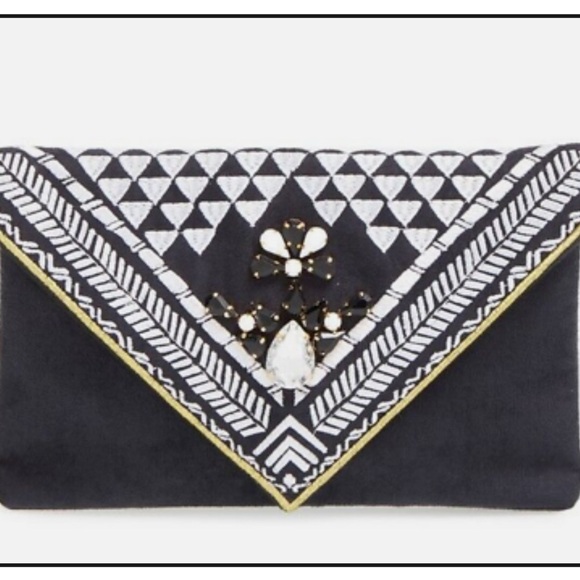 Handbags - Shiraleah Chicago Micha Embellished Velvet Envelope Clutch